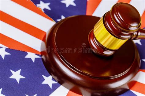 Legislation Office Judge Gavel With The United States Flag Stock Photo