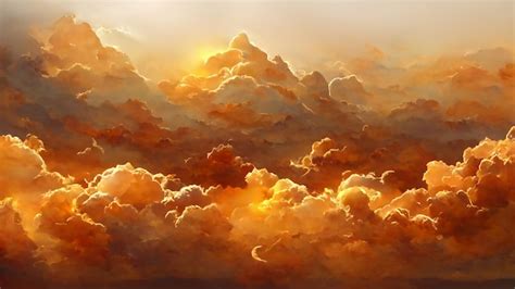 Premium AI Image | Autumn mountain with orange clouds realistic ...