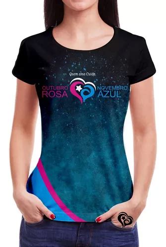 Camiseta Feminina Outubro Rosa Novembro Azul Roupa Blusa