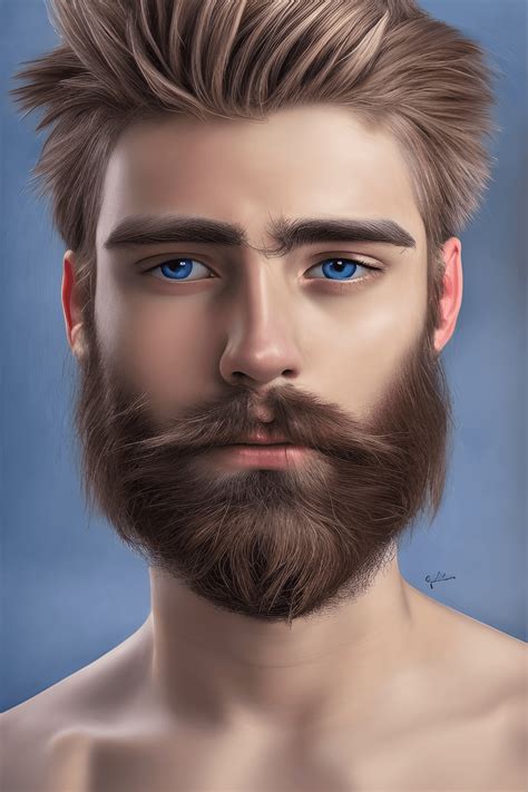 Stunning 8k Hyper Detailed 18yearold Bearded Gay Man With A Hairy Chest