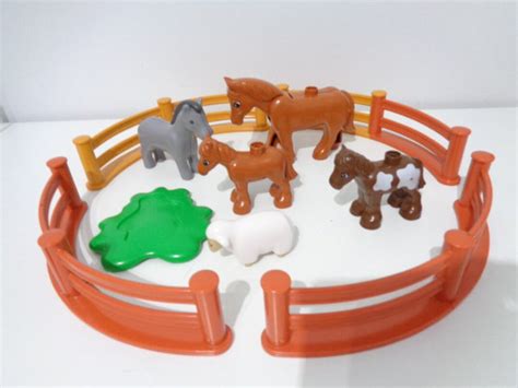 Vintage Lego Duplo And Playmobil Horses Donkey Lamb And Fencing Toy