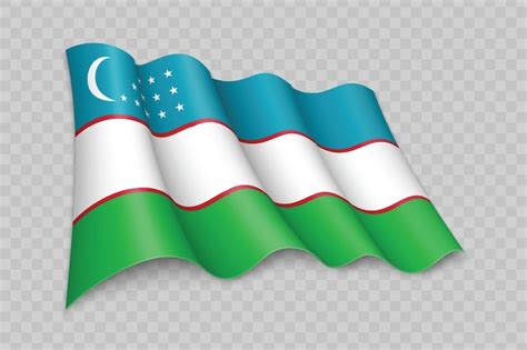 Premium Vector D Realistic Waving Flag Of Uzbekistan