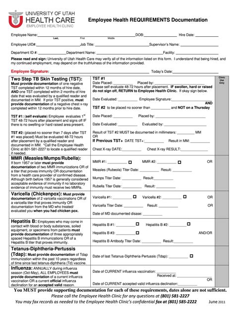 Fillable Online Medicine Utah Immunization Form University Of Utah