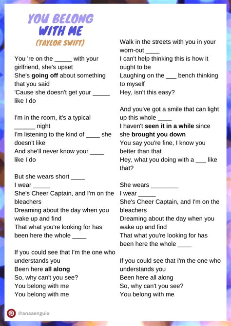 Taylor Swift You Belong With Me 1 Ingles