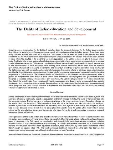 The Dalits of India Education and Development | PDF | Dalit | Schools