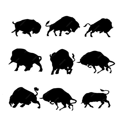 Premium Vector Buffalo Charging Silhouette