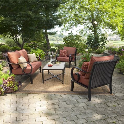 Allen Roth Pardini 4 Piece Outdoor Conversation Set Conversation Set Patio Allen Roth Patio