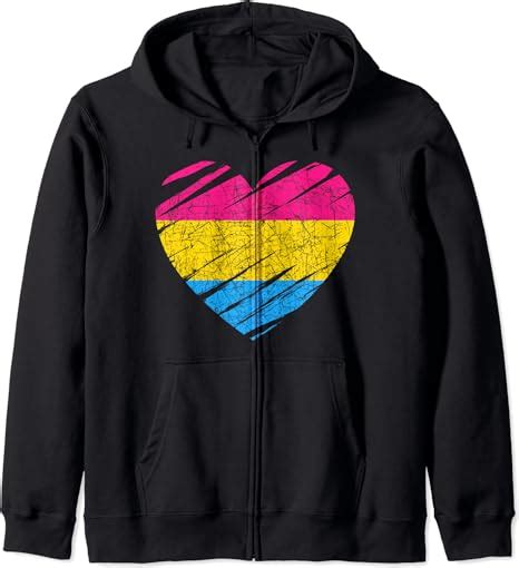 Heart Pan Pride Flag Lgbt Pansexual Zip Hoodie Uk Fashion