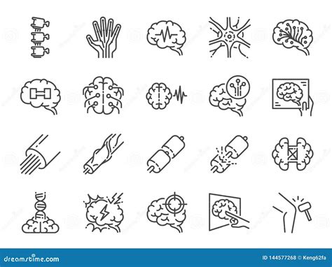 Línea Sistema De La Neurología Del Icono Iconos Incluidos Como