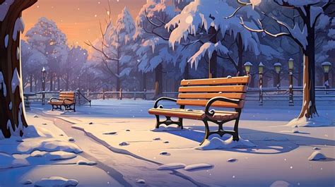 Premium AI Image | A parkbench at the park during winter