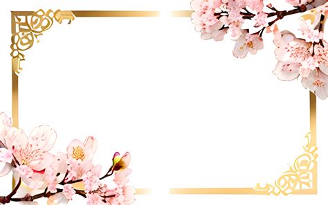 Ai Generated Sakura Border Frame Gold Luxury Png Transparent Background