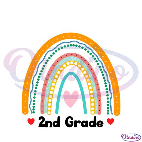 2nd Grade Rainbow PNG, Boho Rainbow PNG, 2nd Grade PNG