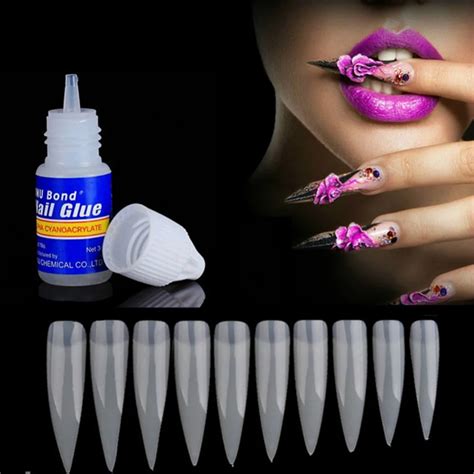 Buy 500pcs Sharp End Nail Art Full Cover Oval Stiletto