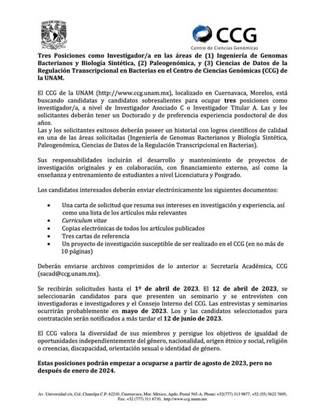 Ccg Unam On Twitter Sigue Abierta La Convocatoria Para Tres