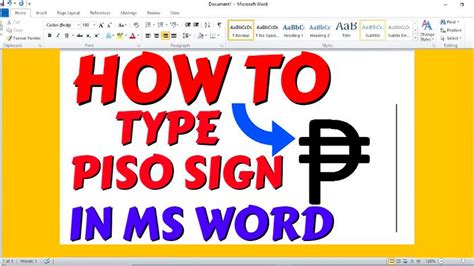 Paano Mag Type Ng Piso Sign Sa Microsoft Word Ng Mabilisan Tagalog