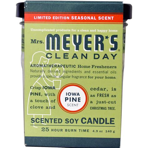 Mrs. Meyers Clean Day, Scented Soy Candle, Iowa Pine Scent, 4.9 oz (140 ...