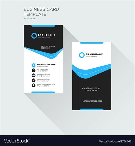 Vertical business card print template personal Vector Image