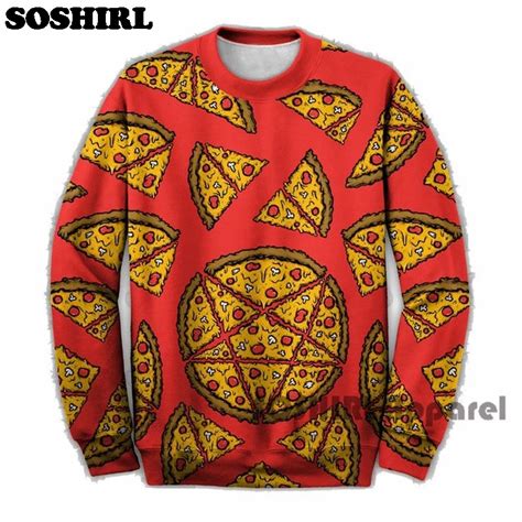 Harajuku Delicious Pizza Print Hoody Pizza Loyal Fans Hoodies Casual