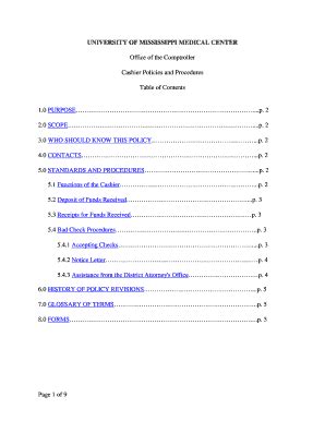 Fillable Online Umc Cashier Policies And Procedures Umc Fax Email