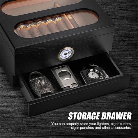 COOL KNIGHT Cigar Humidor With Front Hygrometer Humidifier And