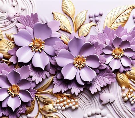 Premium Photo | Purple and Gold Abstract Floral Pattern Background