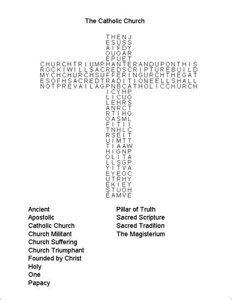 Catholic Word Search Puzzle Printable