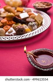 Mix Mithai Diya On Diwali Over Stock Photo 499613554 | Shutterstock