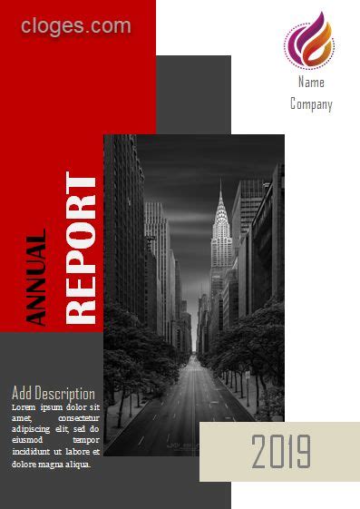 The Annual Report Cover Is Shown In Black And White With Red Accents On It