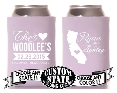 Wedding Koozies Personalized Koozies Hashtag State by SipHipHooray