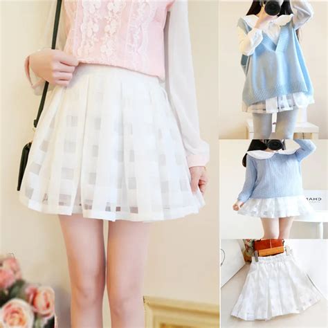 2017 Women S Harajuku Korean Version Plaid Pleated Princess Large Size Skirt Female Cute Korean