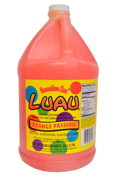 Hawaiian Sun Luau Orange Passion Syrup Gallon Hawaii Made