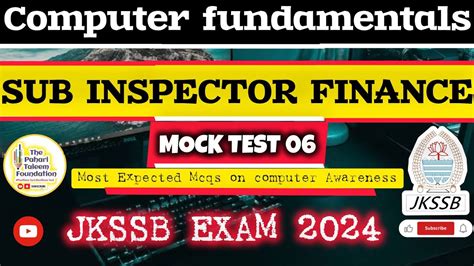 Mock Test Computer Fundamental Sub Inspector Finance Jkssb