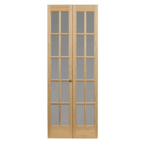 Pinecroft 36 In X 80 In Classic French 10 Lite Opaque Glass Wood Interior Bi Fold Door 872630