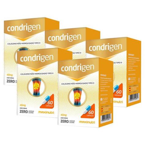 Kit 5 Condrigen Colágeno Tipo II 60 Cápsulas Maxinutri Colágeno