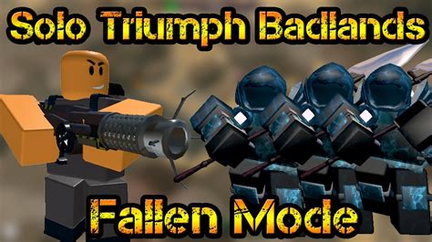 Triumph Solo Badlands Fallen Mode Roblox Tower Defense Simulator Youtube