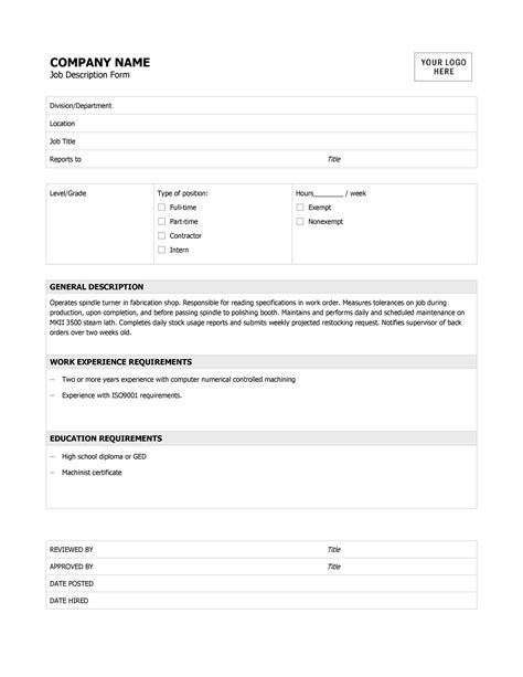 47 Job Description Templates & Examples - Template Lab