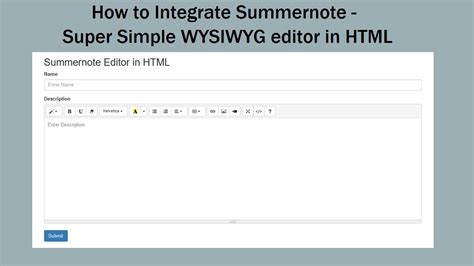 How To Integrate Summernote Super Simple Wysiwyg Editor In Html Youtube