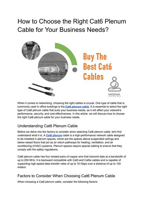 How To Choose The Right Cat6 Plenum Cable For Your Business Needs By Monkcables Issuu