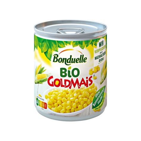 A Can Of Corn On A White Background With The Words Bondulle Bio Gommas