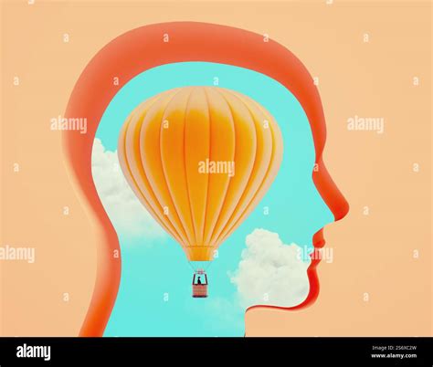 Abstract Head On Hot Air Balloon Self Development And Growth Mindset Concept Creativity And