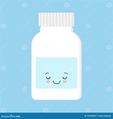 Cute Kawaii Happy Smiling Medicine Pill Capsule Bottle Vector Flat Cartoon Character