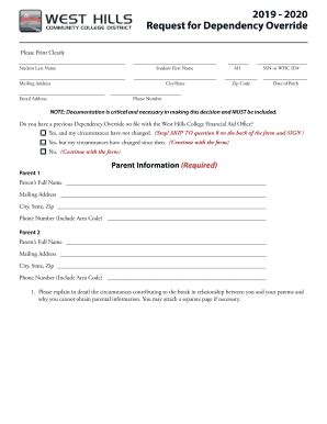Fillable Online Request For Dependency Override Fax Email