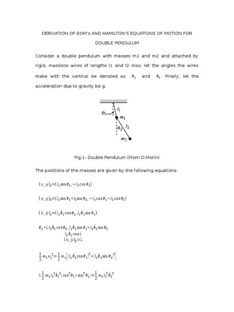 (Full) derivation of double pendulum equations of motion ...