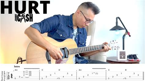 Hurt Johnny Cash Acoustic Fingerstyle Guitar Cover Guitar Tutorial Tabs Youtube