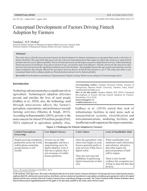 Conceptual Development Of Factors Driving Fintech Adoption By Farmers