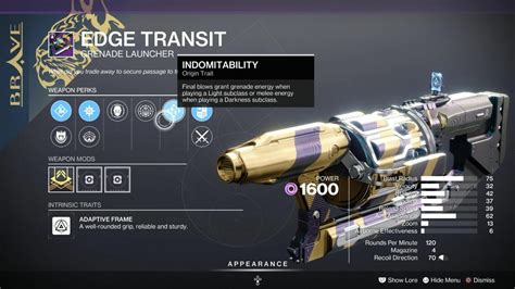 Destiny 2 Edge Transit God Roll Best Perk Combinations ONE Esports