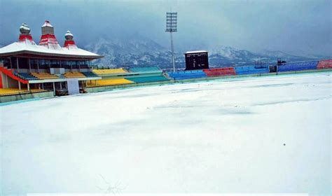 Dharmshala Cricket Stadium in winter : r/indianews