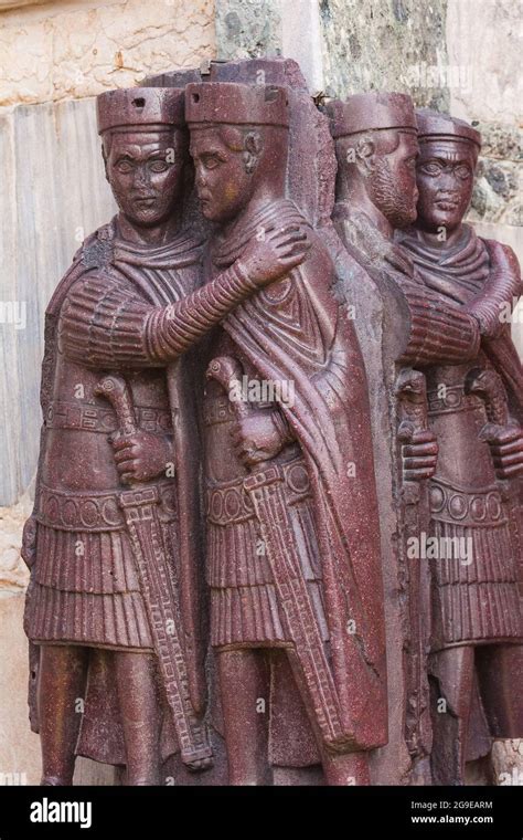 The Tetrarchs is a famous porphyry sculpture of four Roman emperors ...