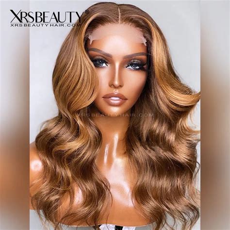 Middel Part Wavy Chestnut Brown With Blonde Highlights Lace Front Wigs