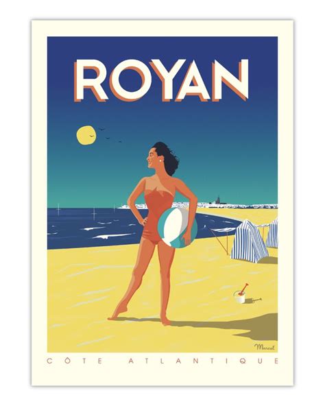 Affiche 50x70 Marcel Royan Côte Atlantique Taille 30 X 40 Cm Travel